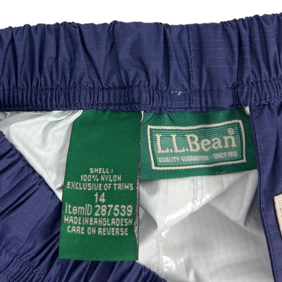 LL Bean Kids 14 Rain Pants Pull Slip On Elastic Ankle Boy Girl Purple EUC - Picture 7 of 10